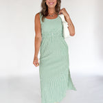 Stripe Open Back Maxi Dress- Green - Ana Patricia Boutique