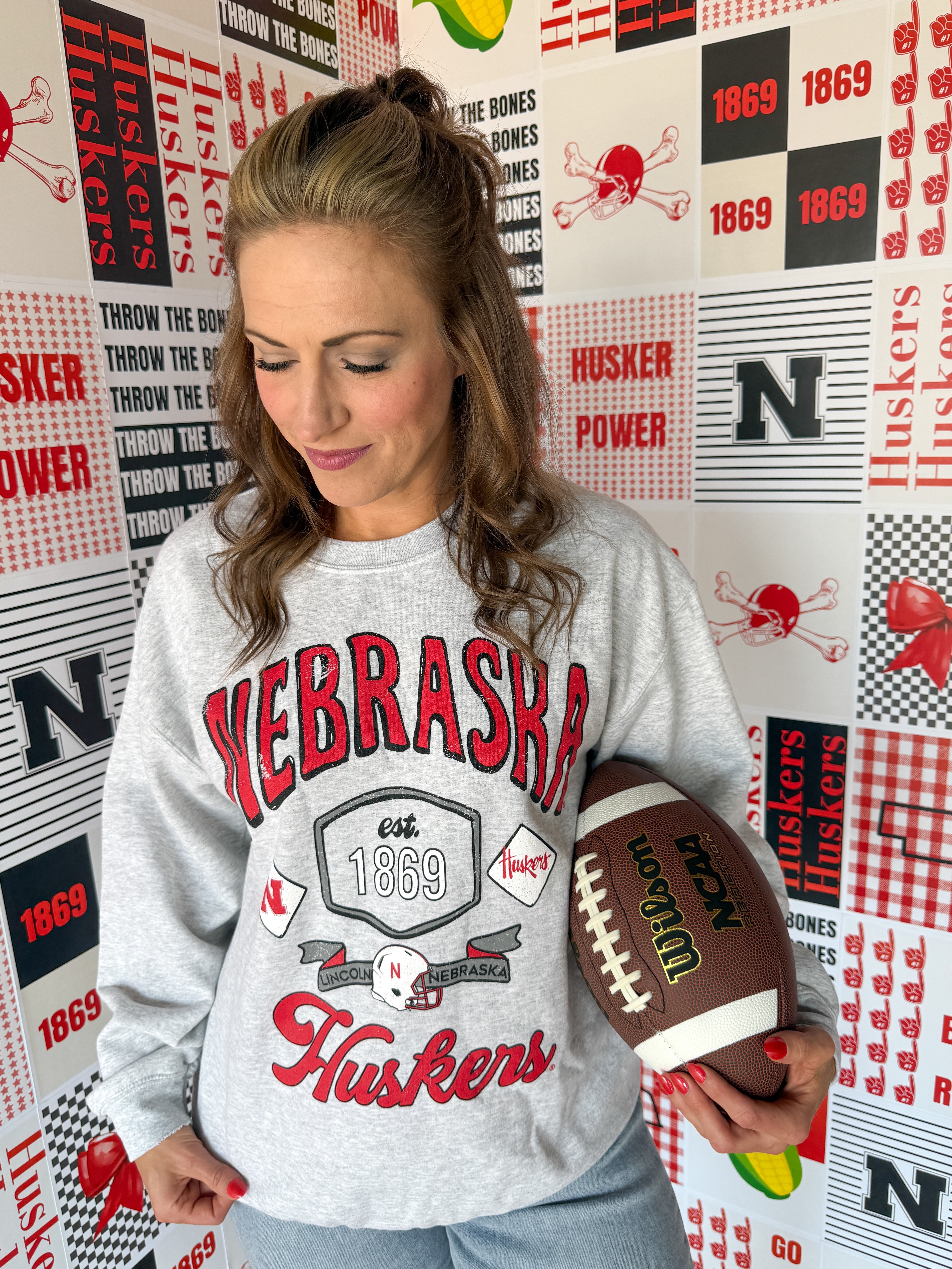 Nebraska Huskers Patches Crewneck - Ana Patricia Boutique