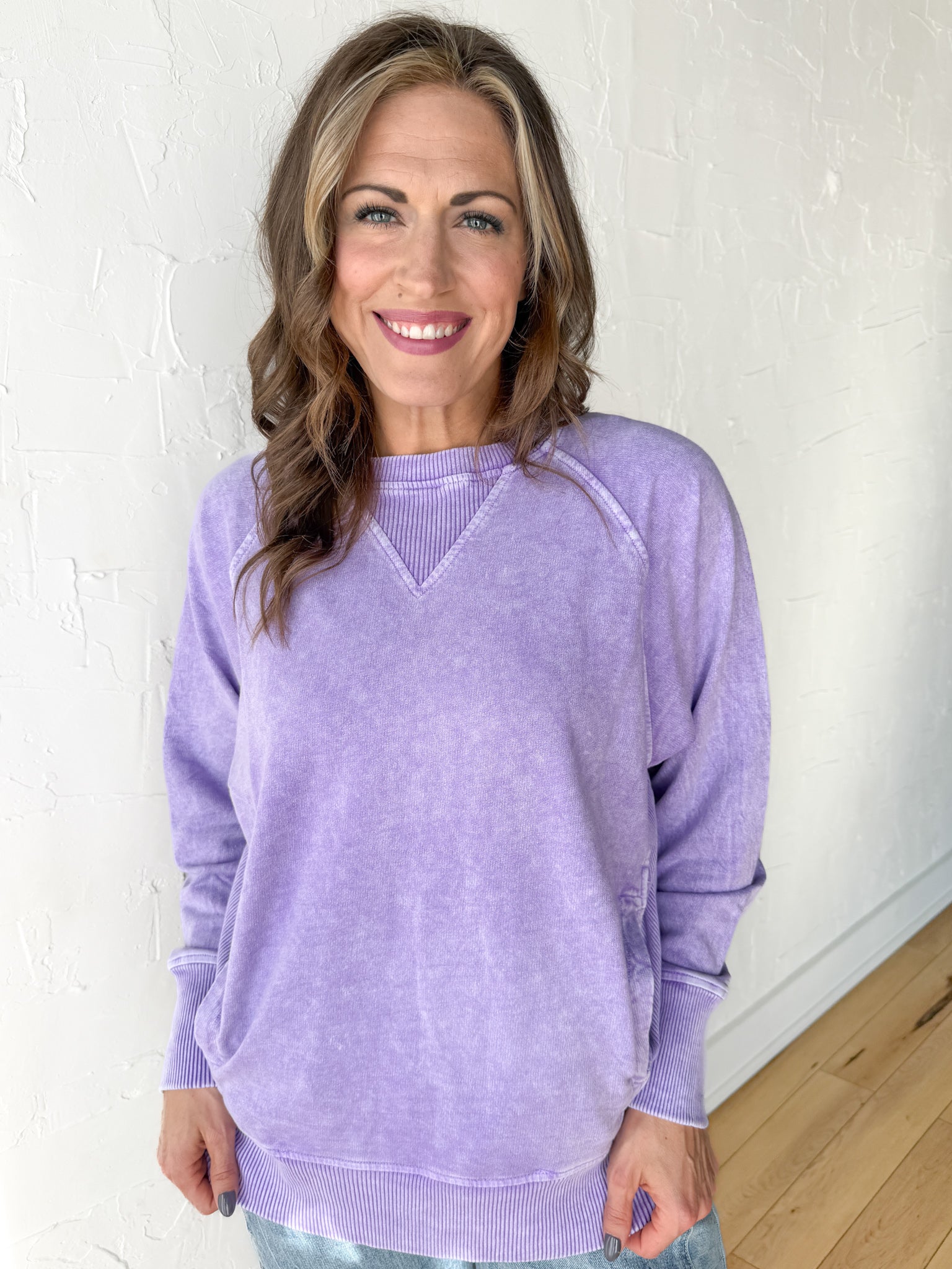 Mineral Wash Pullover- Violet - Ana Patricia Boutique
