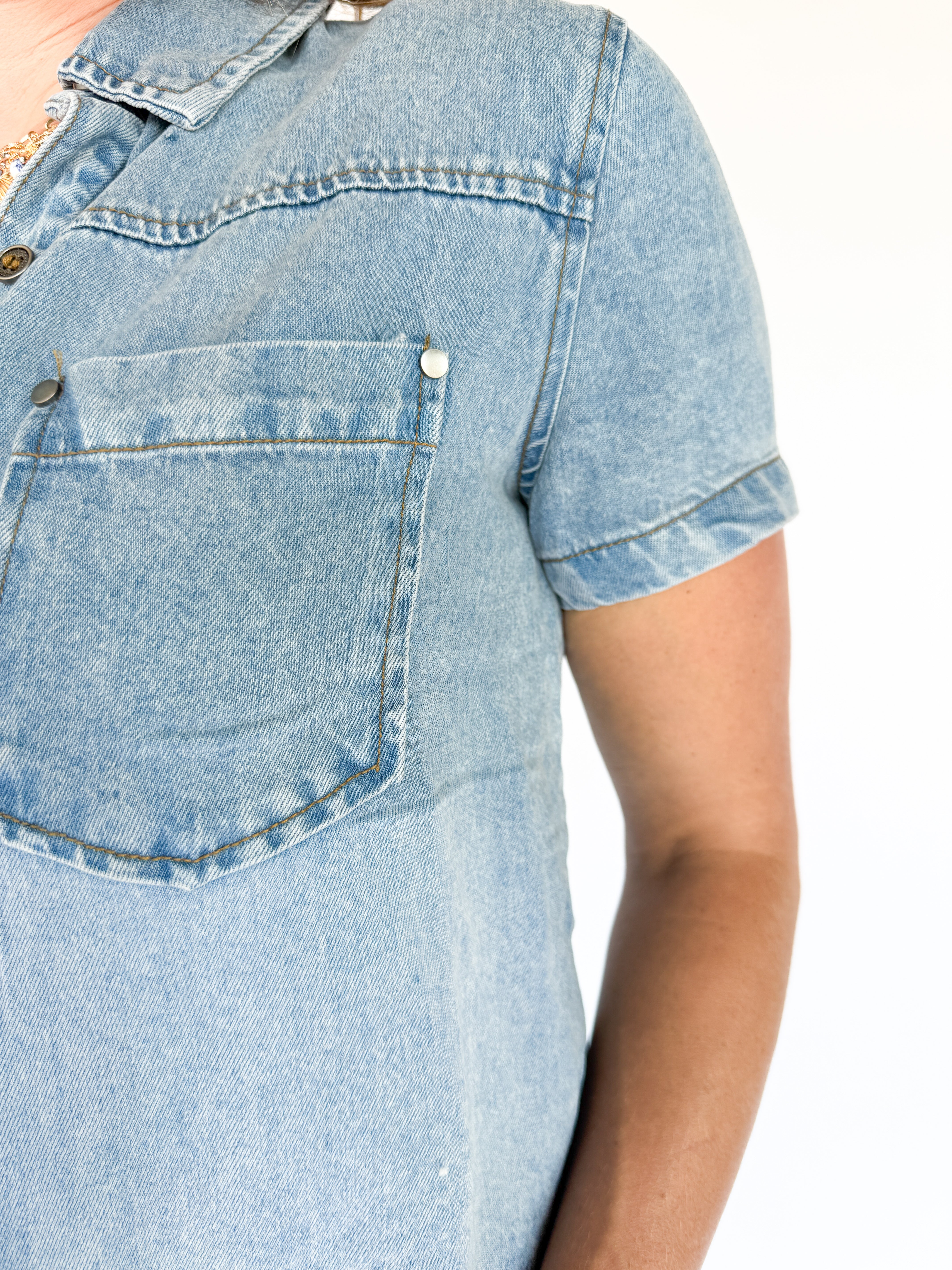 Chambray Button Up Top - Ana Patricia Boutique