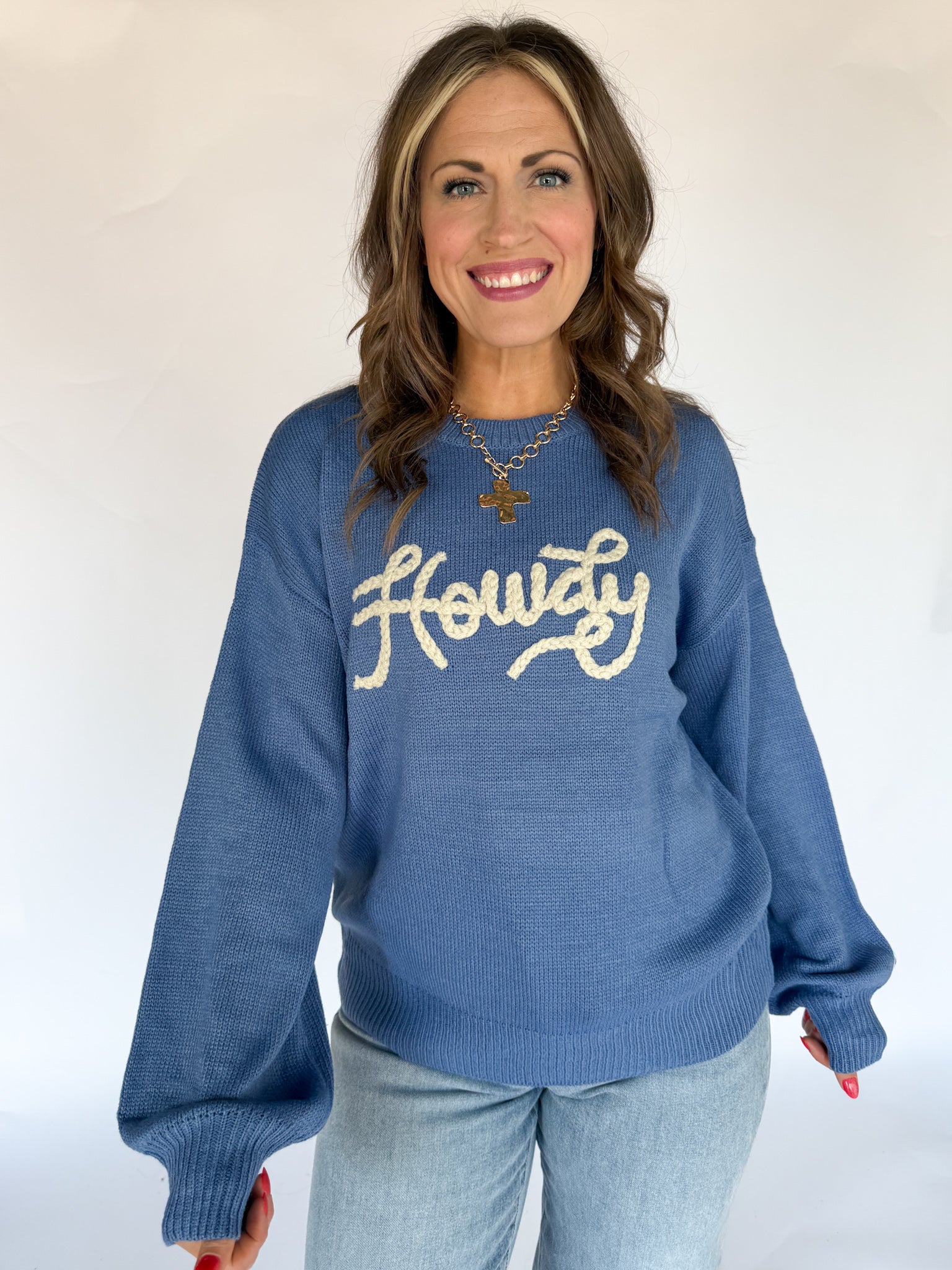 Howdy Sweater- Blue - Ana Patricia Boutique