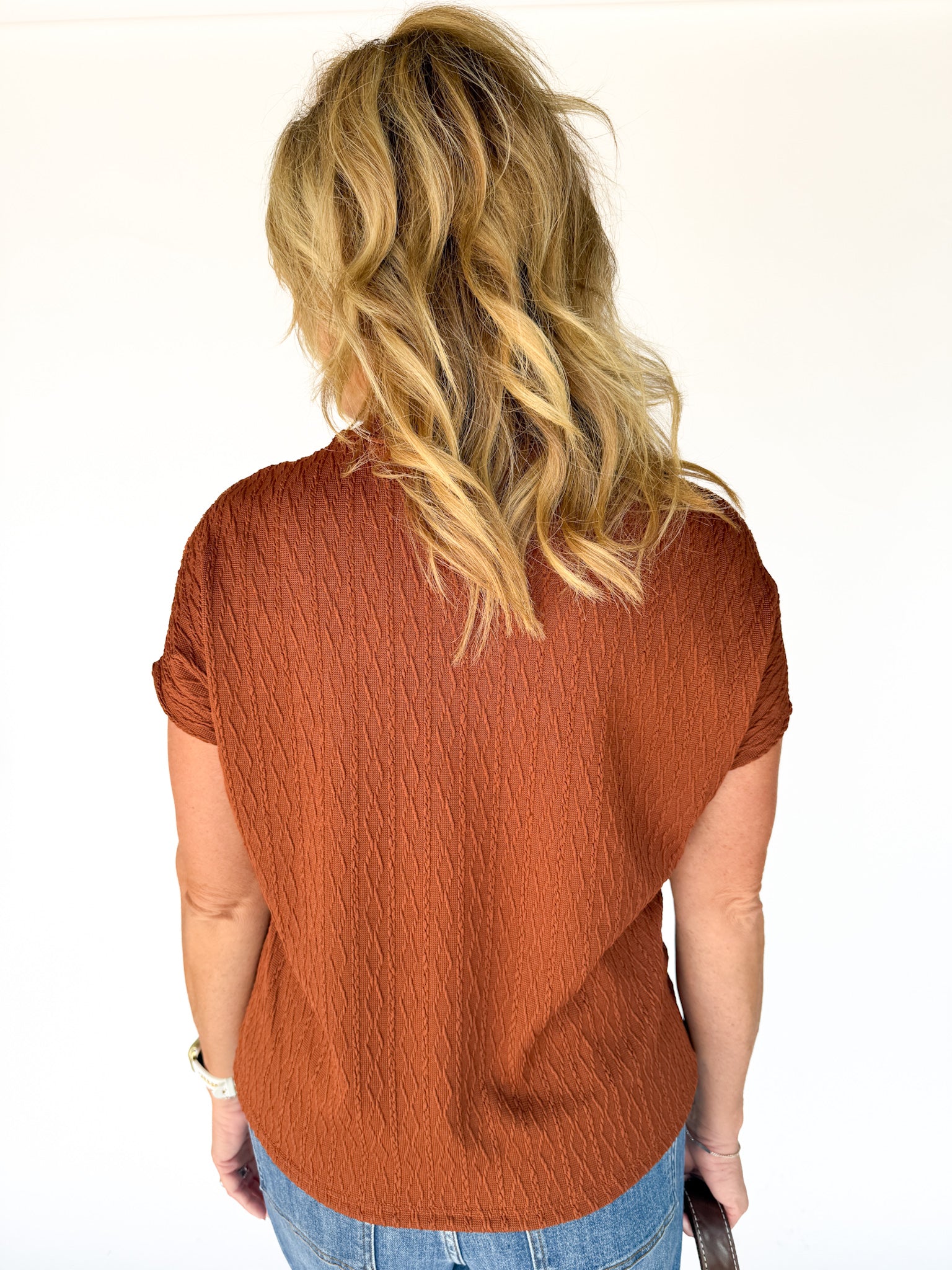 Diamond Jacquard Top- Chestnut - Ana Patricia Boutique