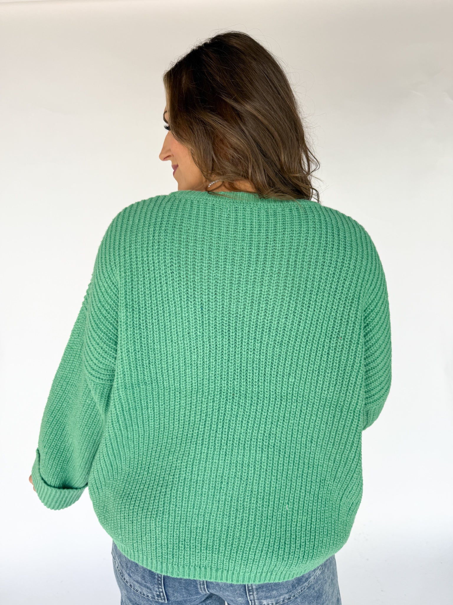 Oversized Front Pocket Sweater- Green - Ana Patricia Boutique