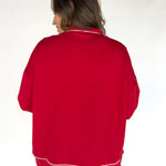 Scuba Piping Cardi- Red/Cream - Ana Patricia Boutique