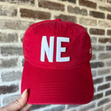 NE Embroidered Hat- Red