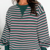 Striped Balloon Sleeve Top- Red/ Green