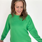 Luxe Ribbed Raglan Top-Green