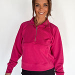 Luxe Ribbed 3/4 Zip-Pink - Ana Patricia Boutique