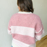 Colorblock Henley Sweater-Pink - Ana Patricia Boutique
