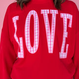 LOVE Patch Pullover- Red