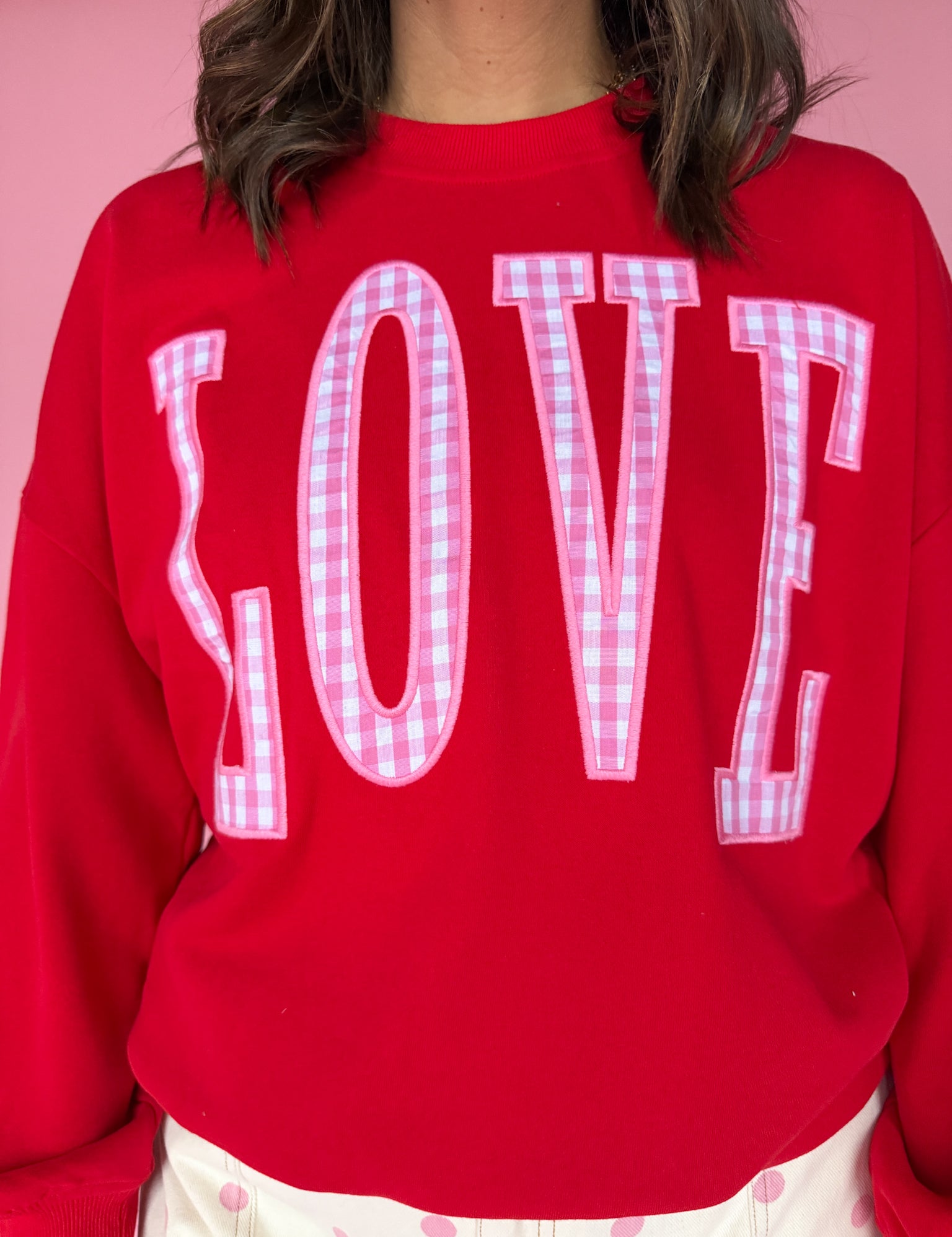 LOVE Patch Pullover- Red - Ana Patricia Boutique