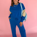 Color Block Sweatshirt- Blue/Bone - Ana Patricia Boutique