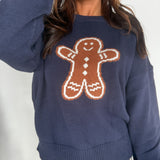 Gingerbread Cookie Sweater- Navy