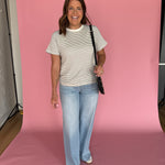 Textured Stripe Tee- White - Ana Patricia Boutique