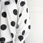 V Neck Polka Dot Pullover-Ivory/Black - Ana Patricia Boutique