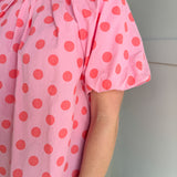 Polka Dot Bubble Sleeve Top- Pink - Ana Patricia Boutique