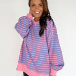 Stripe Comfy Pullover-Lavender/Pink - Ana Patricia Boutique