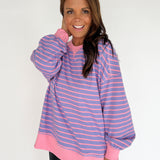 Stripe Comfy Pullover-Lavender/Pink - Ana Patricia Boutique