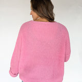 Oversized Front Pocket Sweater- Pink - Ana Patricia Boutique