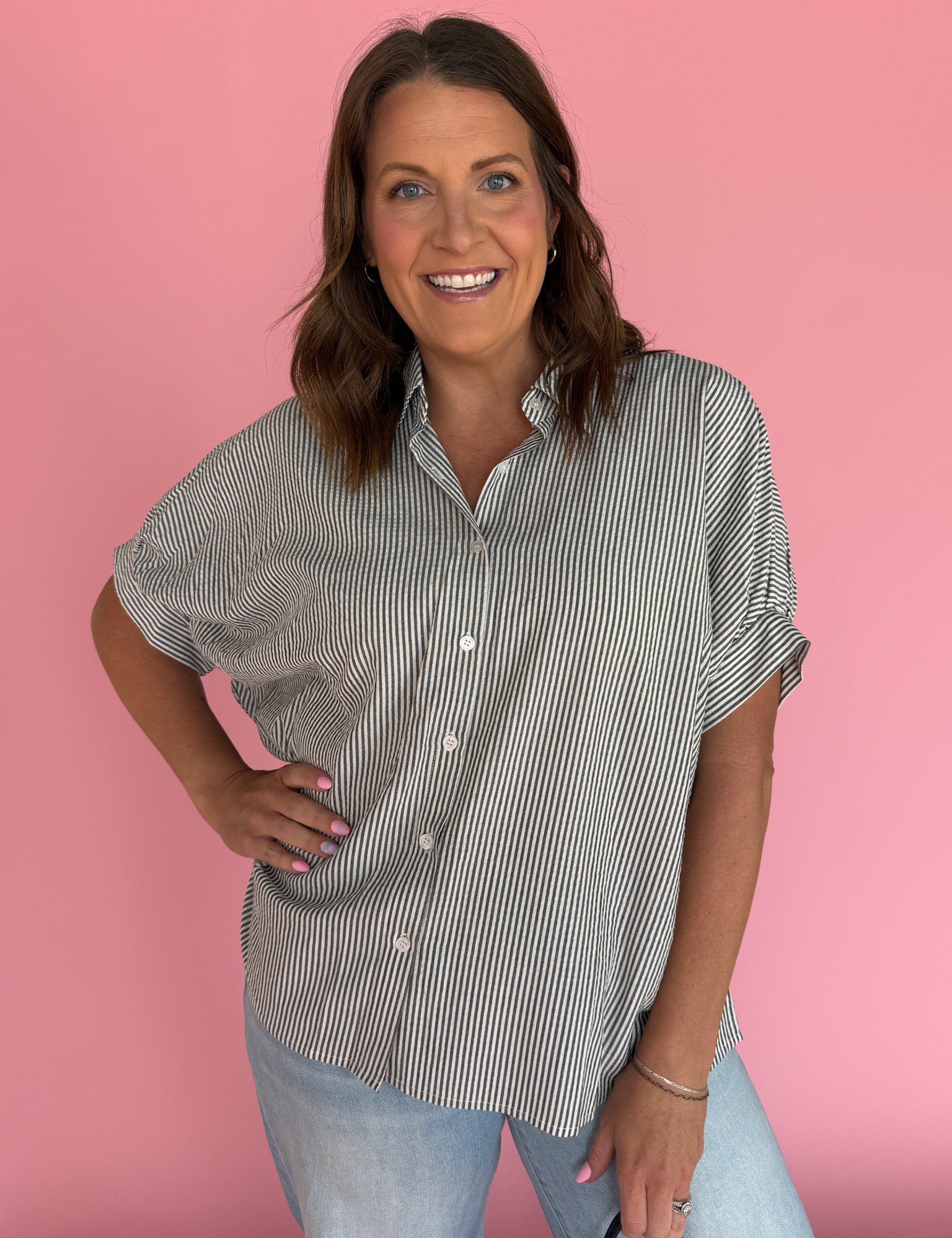 Striped Dolman Sleeve Top- Black - Ana Patricia Boutique