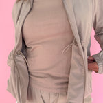 Peplum Windbreaker Jacket- Taupe - Ana Patricia Boutique