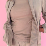Peplum Windbreaker Jacket- Taupe - Ana Patricia Boutique
