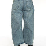 Checkered Side Barrel Jeans
