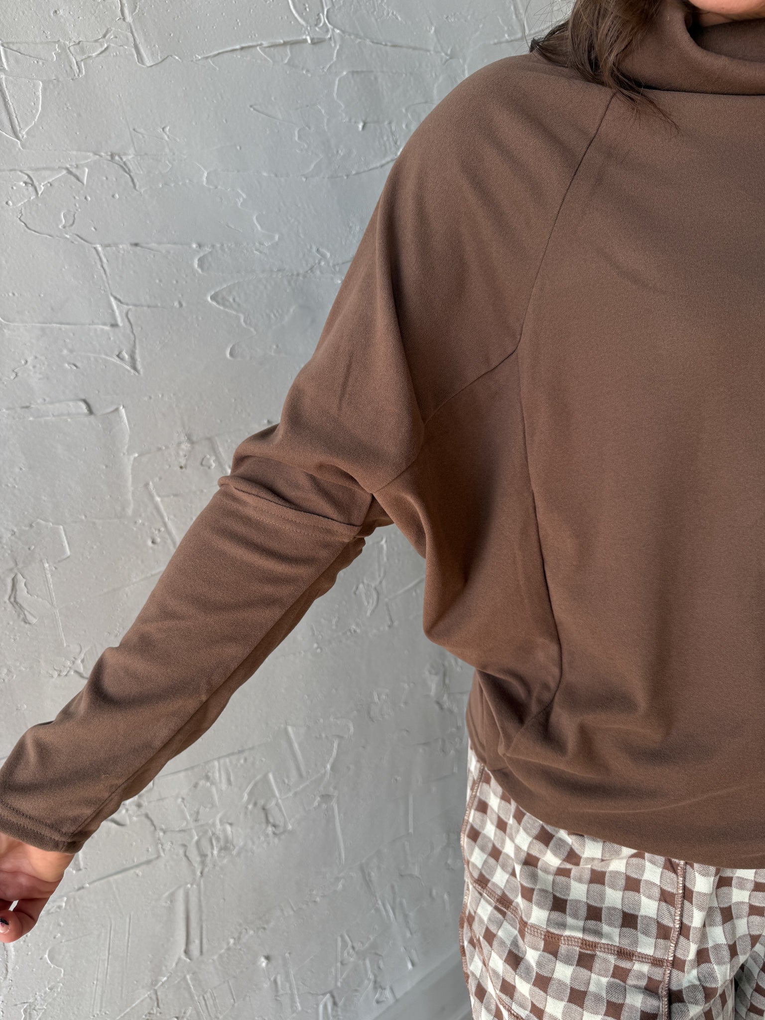 Brushed Cowl Neck Top- Mocha - Ana Patricia Boutique