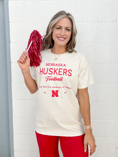 Nebraska Huskers Shot Off Tee- Off White