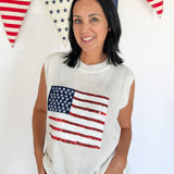 American Flag Tank- Ivory