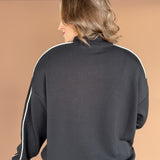 Modal Scuba Piping Mock Neck Top- Black