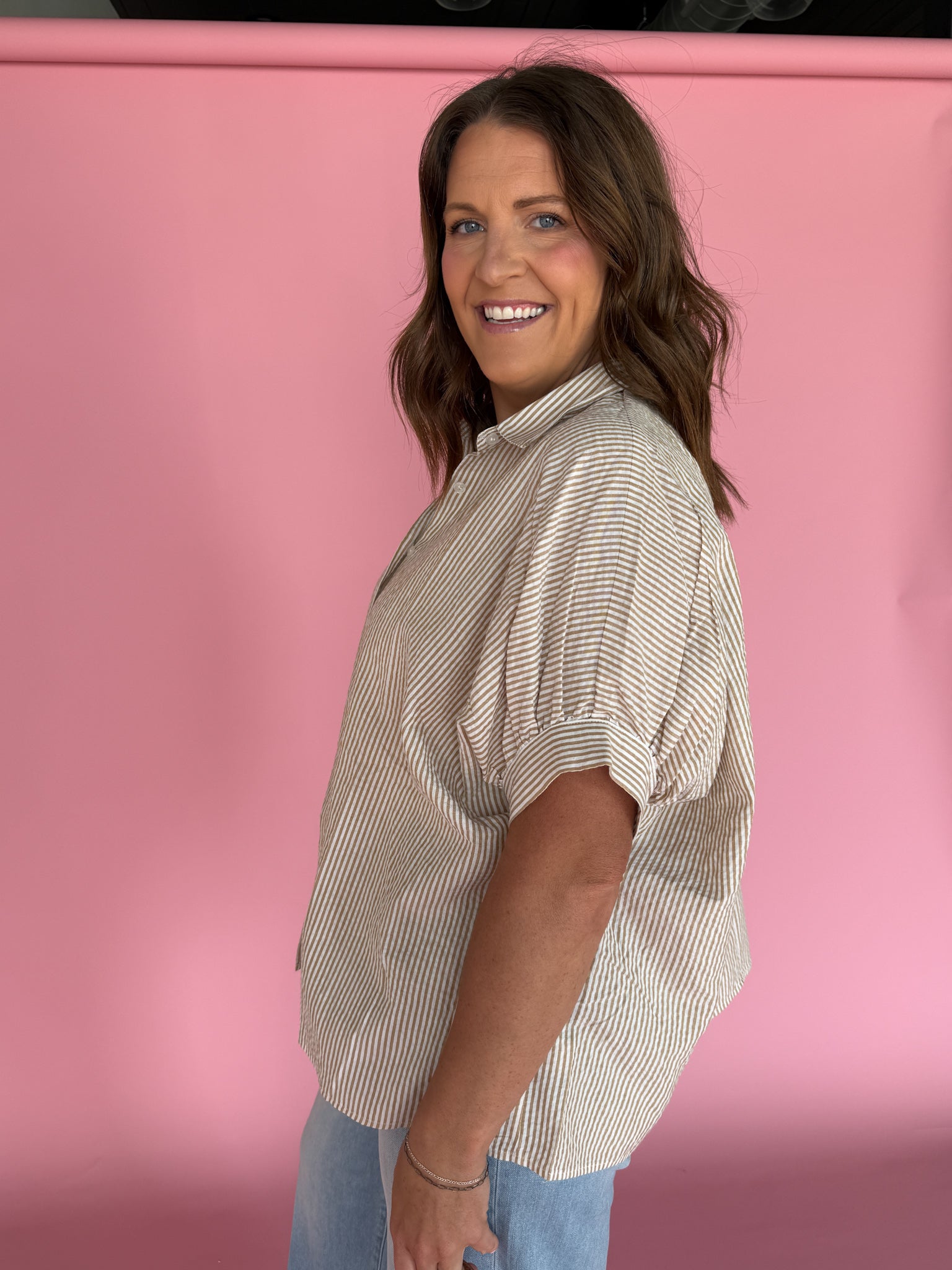 Striped Dolman Sleeve Top- Chocolate - Ana Patricia Boutique