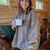 Oversized Mineral Crewneck- Chestnut