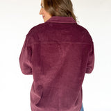 Corduroy Button Up Shirt- Cherry