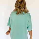 Mineral Wash Oversized Tee-Turquoise - Ana Patricia Boutique