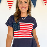 American Flag Top- Navy