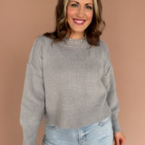 Cropped Sweater- Grey