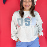 USA Patchwork Crewneck- Grey - Ana Patricia Boutique