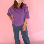 Oversized Stripe Tee- Pink/Blue - Ana Patricia Boutique