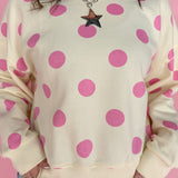 Polka Dot Crewneck-Cream/Pink
