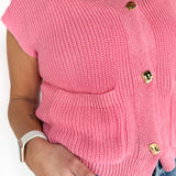 Lightweight Button Up Top- Pink