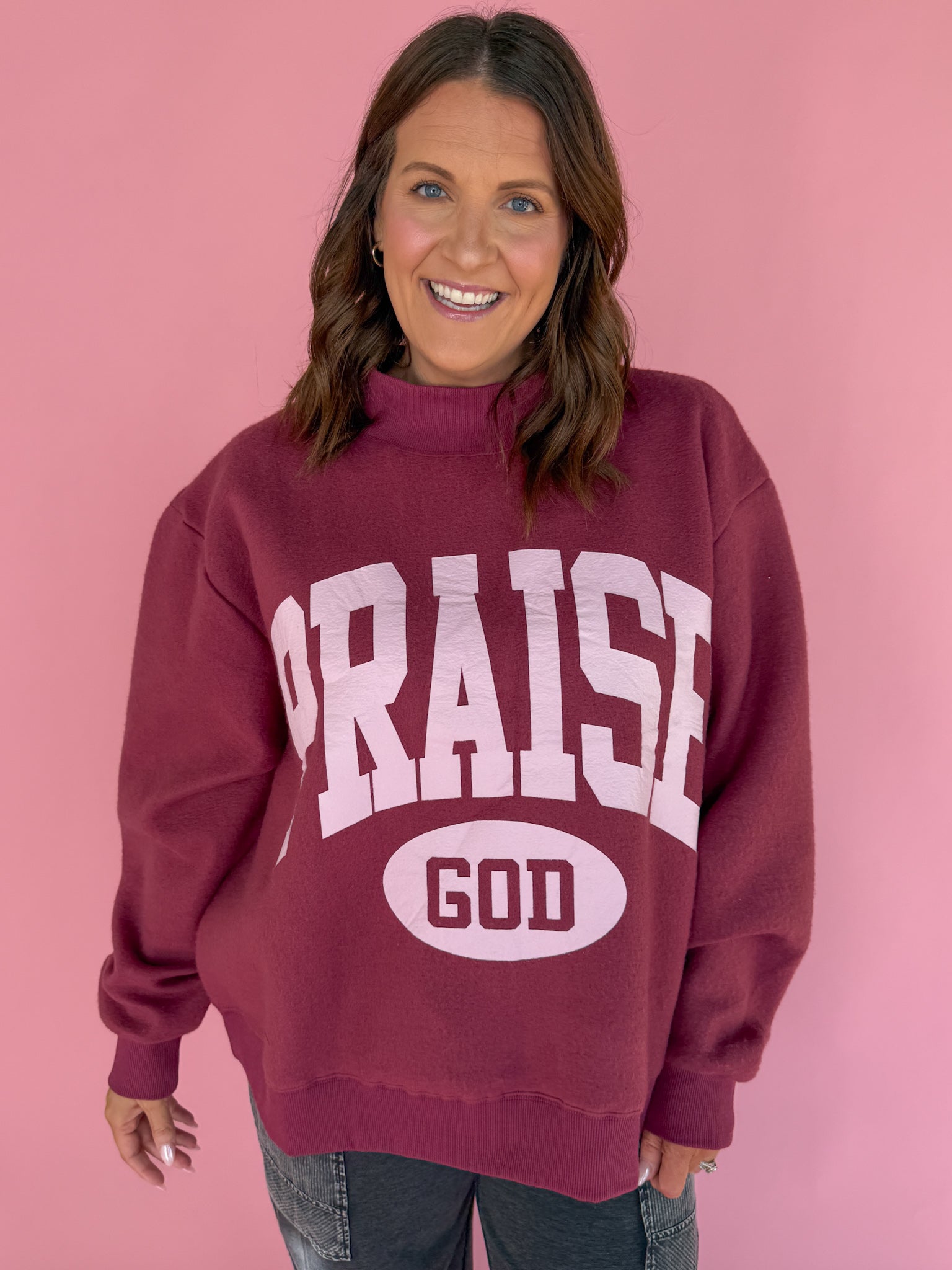 Praise God Reversible Mock Sweatshirt - Ana Patricia Boutique