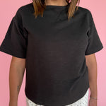 Crew Neck Short Sleeve Top- Black - Ana Patricia Boutique