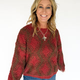 Textured Diamond Sweater- Burgundy