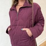 Quilted Half Zip Jacket- Cherry