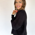 Wavy Hem Sweater- Black - Ana Patricia Boutique