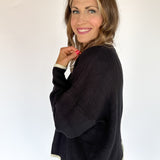 Wavy Hem Sweater- Black - Ana Patricia Boutique