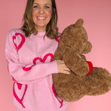 Painted Heart Sweater- Pink