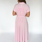 Cut Out Side Maxi Shirtdress- Pink - Ana Patricia Boutique