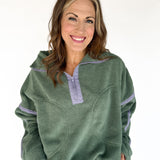 Fleece Half Zip Pullover- Green